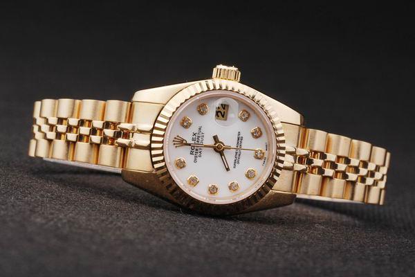 Top Grade Copy Rolex Datejust Gold White Face Jubilee Ladies Wat